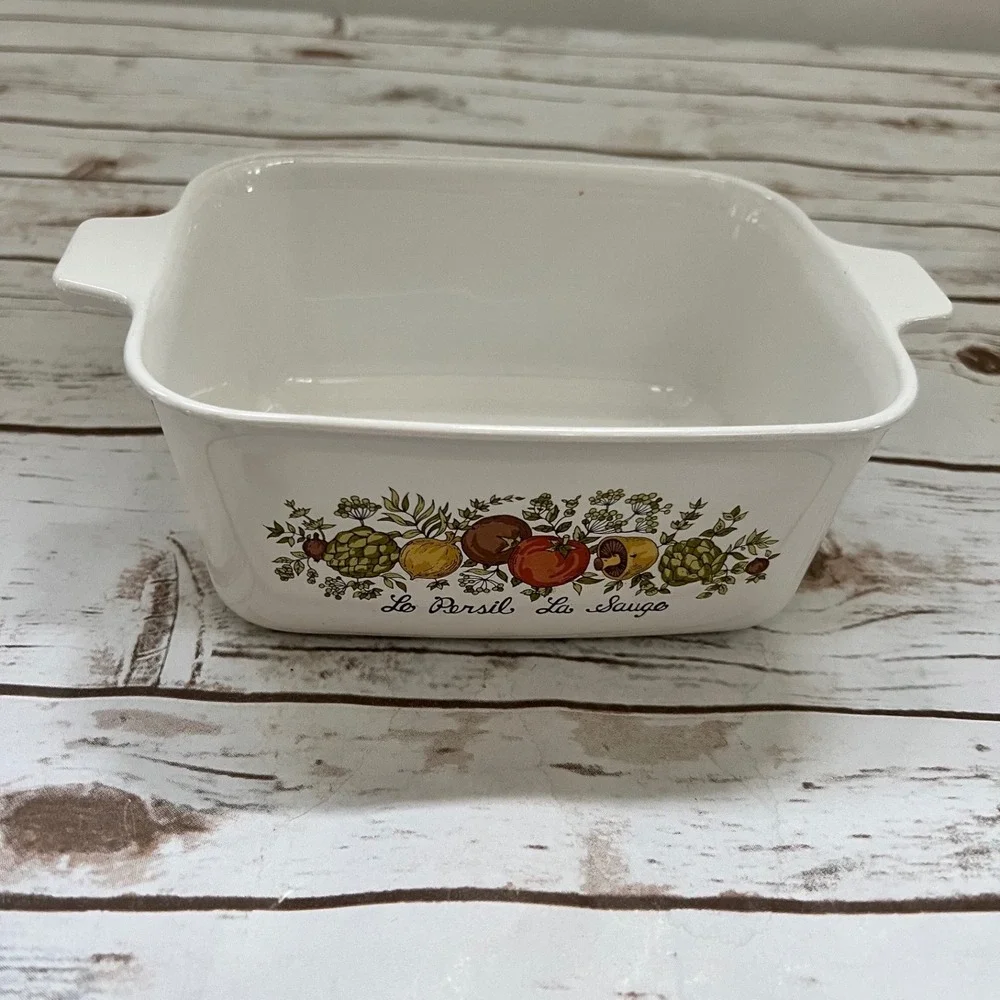 Corning Ware Casserole Set White Spice O Life L'Echalote 1Qt & 2.75 Cup